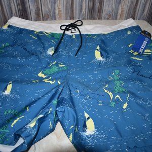 Nautica Quick Dry Swim Trunks Mens XXL Blue Boat